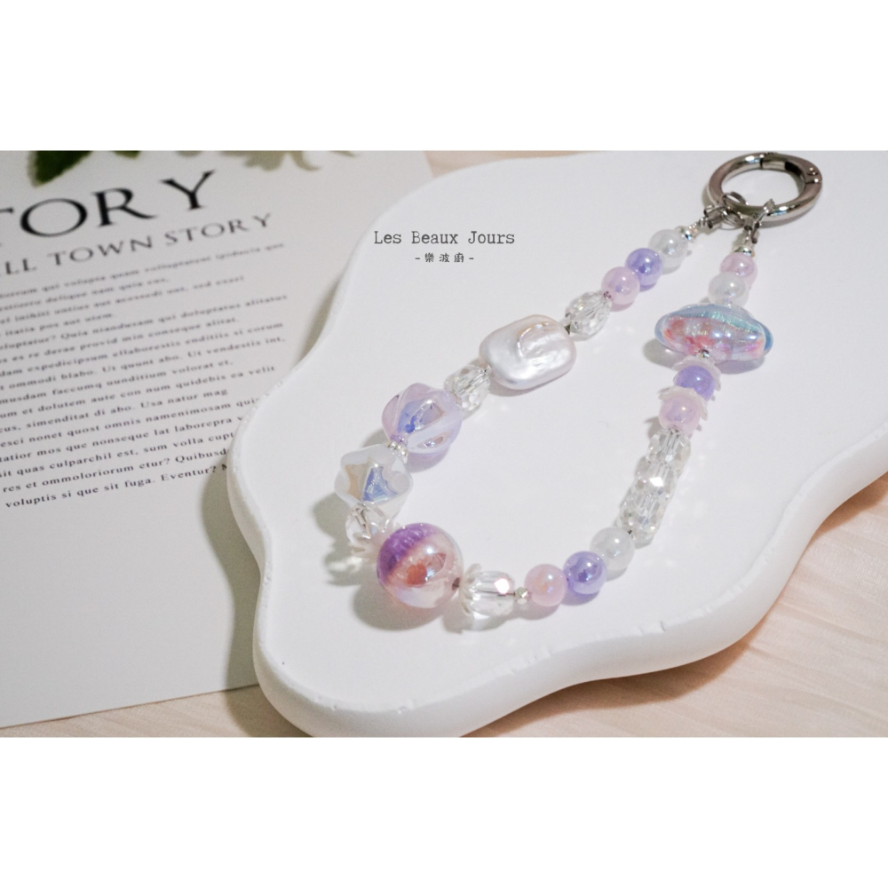 【樂波廚】《夢．幻》天然巴洛克珍珠 雲朵 手機鍊｜浪漫少女感・手作掛繩-細節圖3