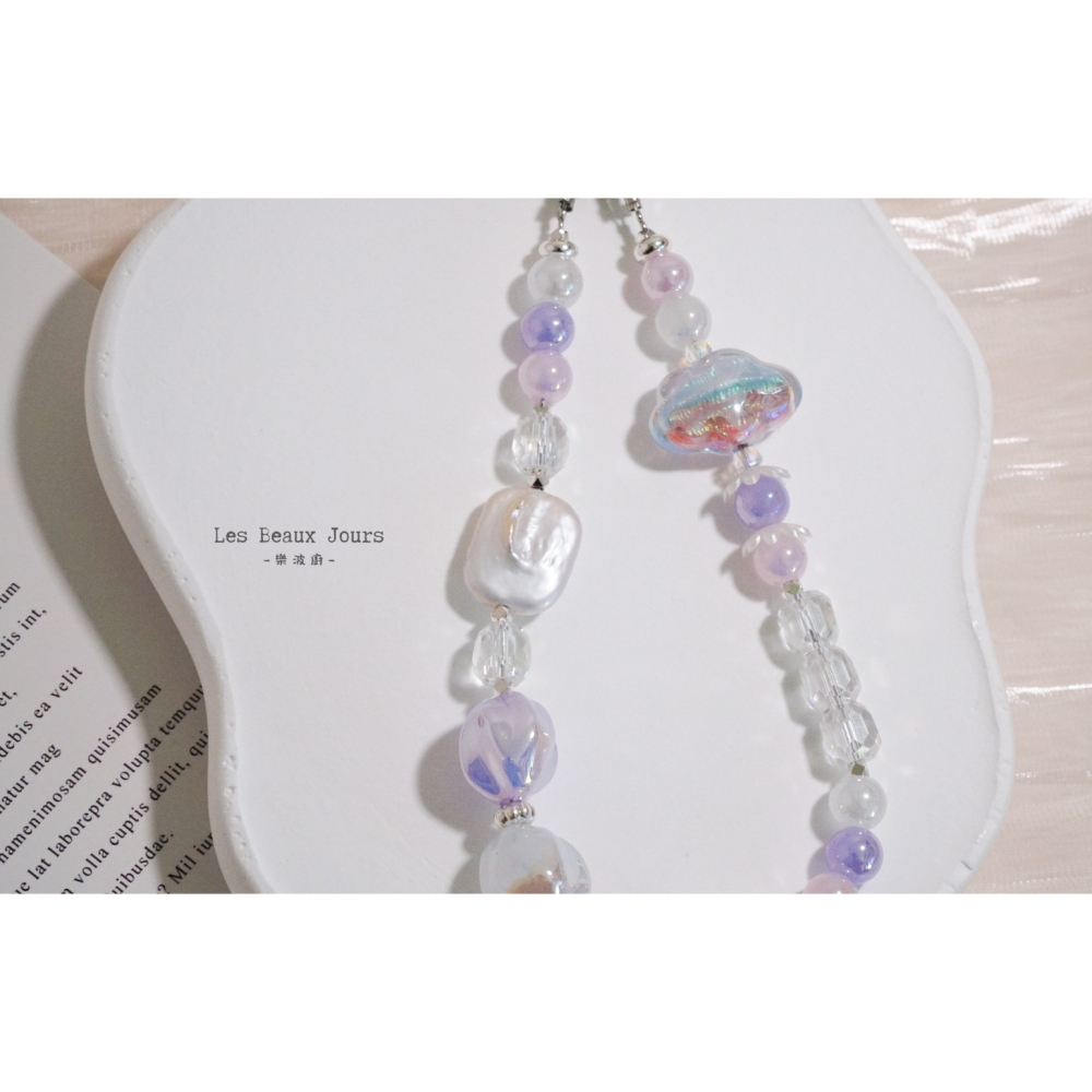 【樂波廚】《夢．幻》天然巴洛克珍珠 雲朵 手機鍊｜浪漫少女感・手作掛繩-細節圖4