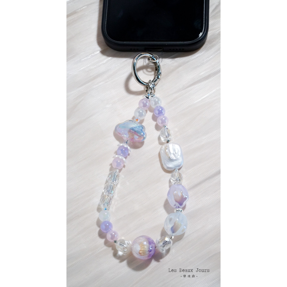 【樂波廚】《夢．幻》天然巴洛克珍珠 雲朵 手機鍊｜浪漫少女感・手作掛繩-細節圖6