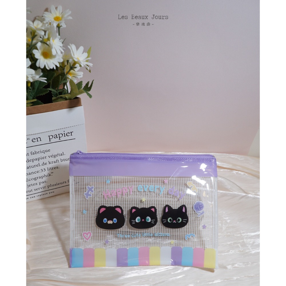 【樂波廚】《可愛黑貓 拉鍊袋》四色款｜收納袋／筆袋／旅行小物袋／防水資料袋-規格圖4