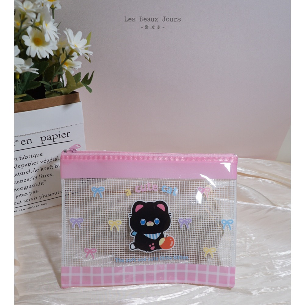 【樂波廚】《可愛黑貓 拉鍊袋》四色款｜收納袋／筆袋／旅行小物袋／防水資料袋-規格圖4