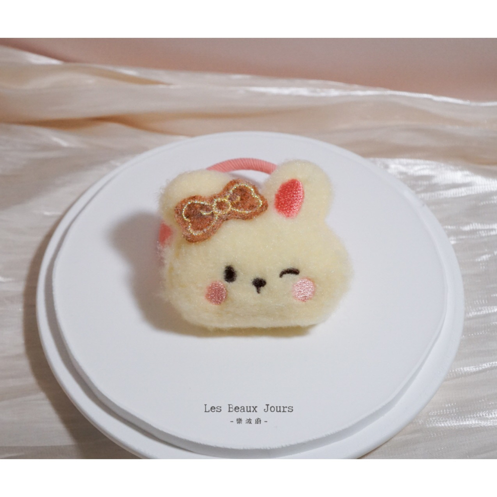 【樂波廚｜闆娘精選】蝴蝶結兔兔充棉髮圈｜五色可選｜可愛療癒 大人小孩皆可配戴-細節圖2