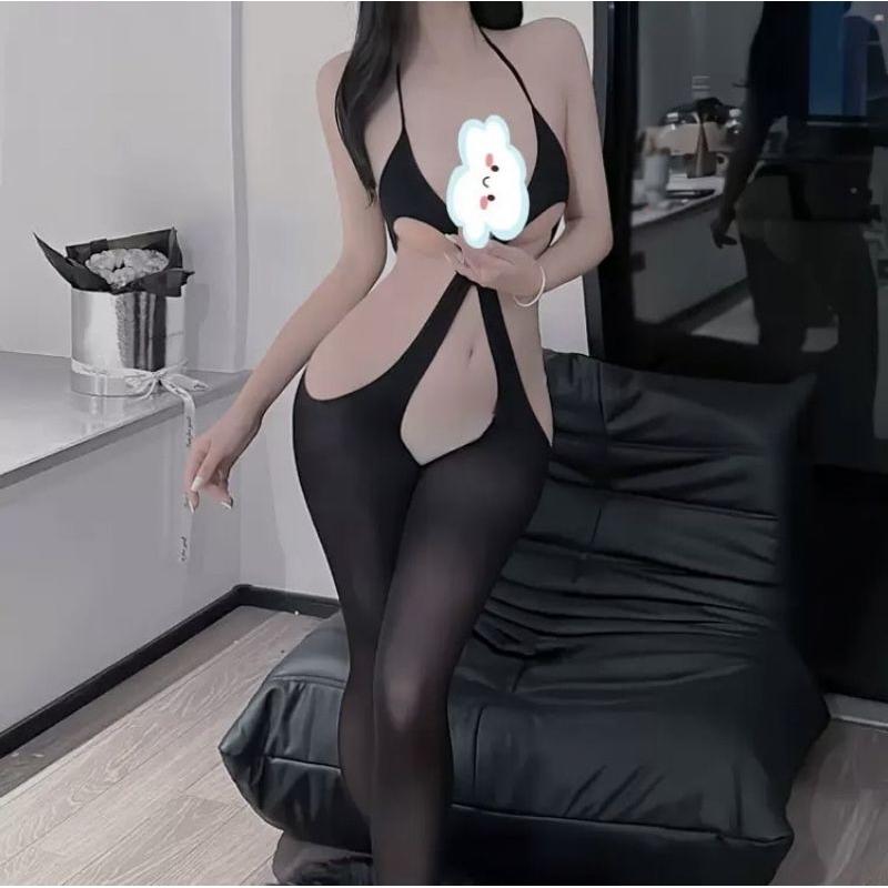 🌈台灣現貨🇹🇼《🥰暖心柑仔店》性感連身情趣內衣掛脖免脱開襠 情趣內衣-細節圖4