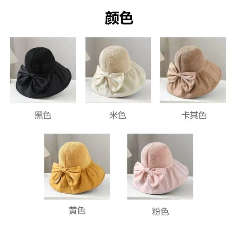 🎉買帽再送防風繩🌈台灣現貨🇹🇼《🥰暖心柑仔店》蝴蝶結收納袋黑膠蝴蝶結收納遮陽帽 防紫外線漁夫帽抗uv 防曬時尚遮臉太陽帽-細節圖5