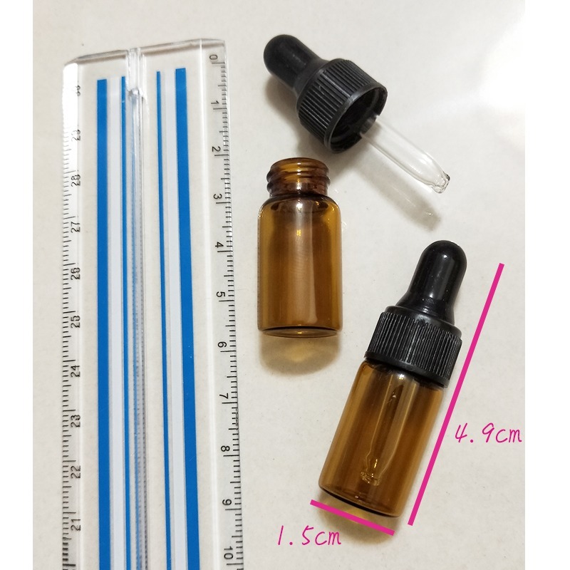 ●現貨!!3ml茶色玻璃滴管瓶●茶色瓶身滴瓶~玻璃不變質~精華液/保養品~出國旅遊分裝空瓶收納好幫手 黑色滴管-細節圖3