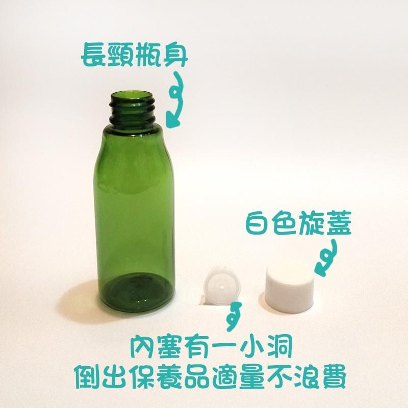 ●現貨!!長頸特殊塑膠化妝水瓶空瓶附內塞60ml●綠色 透明 化妝水 精華露 酒精 卸妝水 攜帶式小容量分裝 分裝瓶-細節圖3