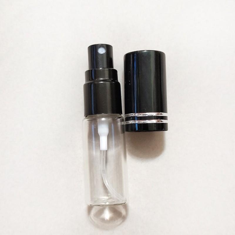 ●現貨!!黑色蓋圓瓶身香水分裝圓形玻璃噴霧5ml空瓶●玻璃瓶身附黑色蓋子~香水香氛小瓶裝分裝用空罐/放包包攜帶方便噴瓶-細節圖2