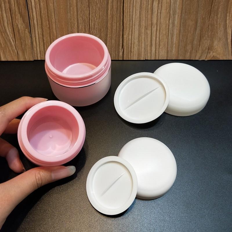 ●50g/100g粉色雙層磨砂面霜空罐 pp材質附墊片●塑膠瓶身 乳霜類 分裝罐 膏霜罐 膏瓶 護髮霜 潤絲 圓肩-細節圖6