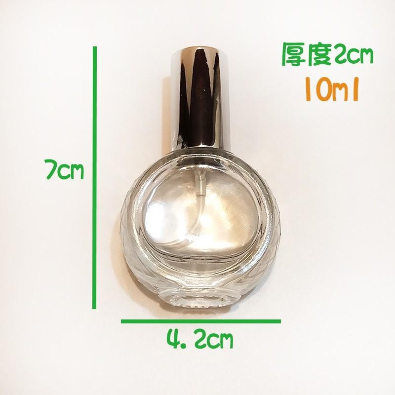 ●現貨!!銀色蓋圓扁瓶身香水分裝玻璃噴霧10ml空瓶●玻璃瓶身附銀色蓋子~香水香氛小瓶裝分裝用空罐/放包包攜帶方便噴瓶-細節圖7