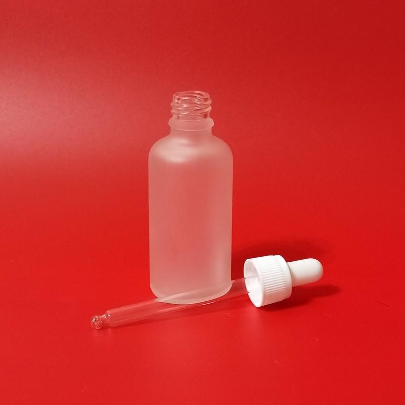 ●玻璃瓶圓形磨砂霧玻璃白色滴管30ml/50ml分裝空瓶👍精華液/精油/安瓶/超導精華 空瓶收納 滴瓶 霧面 分裝瓶-細節圖3