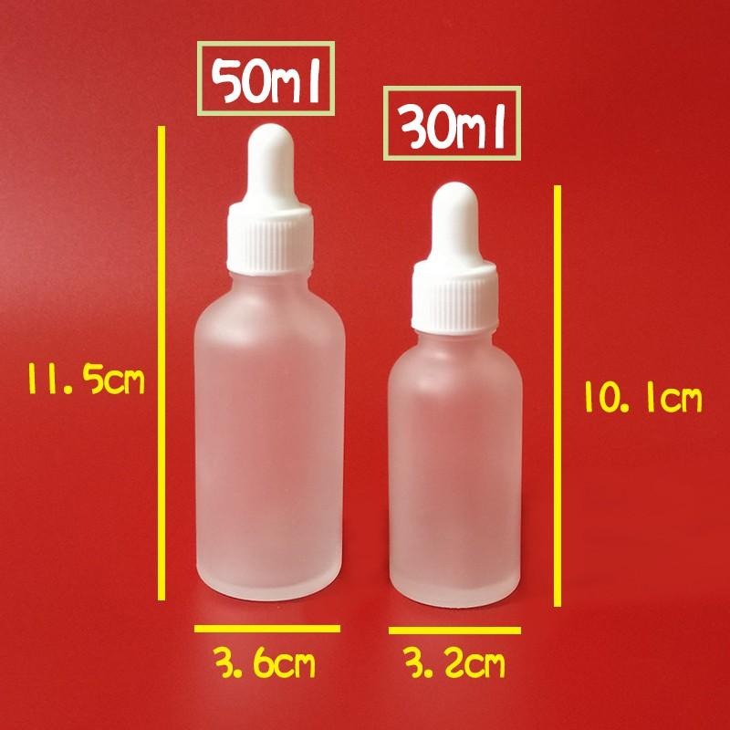 ●玻璃瓶圓形磨砂霧玻璃白色滴管30ml/50ml分裝空瓶👍精華液/精油/安瓶/超導精華 空瓶收納 滴瓶 霧面 分裝瓶-細節圖6