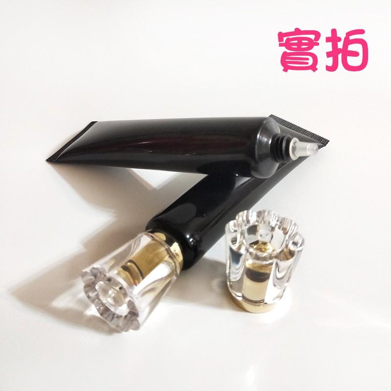 ●超級美!!30g亮黑色軟管空瓶 內金壓克力梅花造型旋蓋●眼霜/保養品/分裝瓶罐/壓克力蓋/梅花造型 黑色軟管 黑色-細節圖5