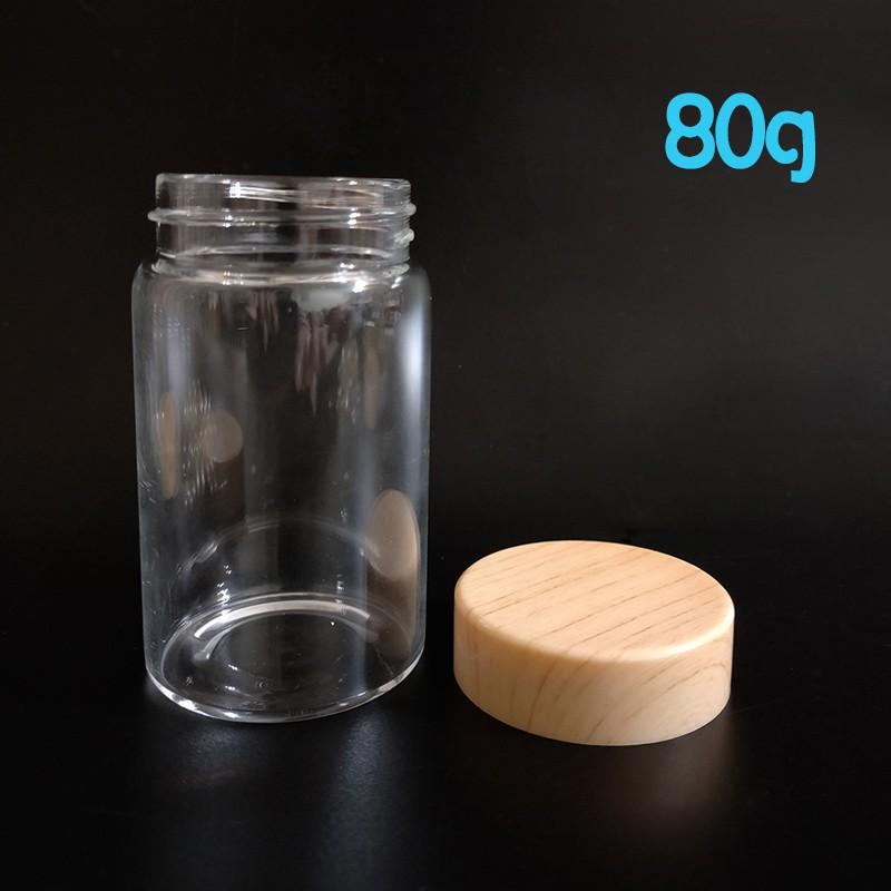 ●現貨!!木頭紋透明玻璃瓶50g/80g●透明玻璃材質空瓶 分裝空罐 分裝瓶 木紋塑膠蓋 玻璃 空瓶 木頭 玻璃瓶密封罐-細節圖4