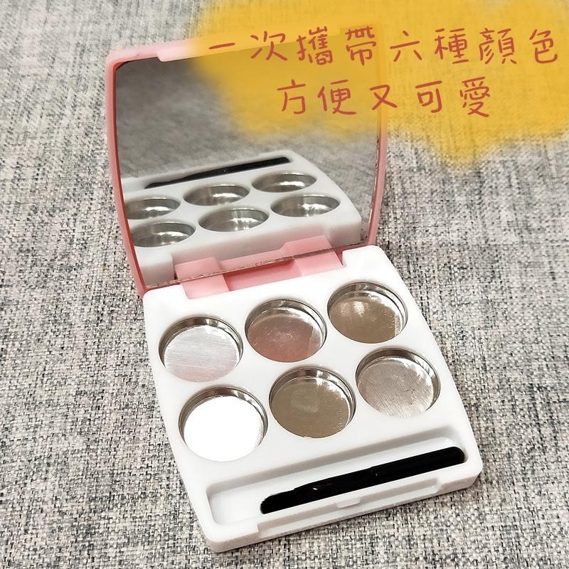 ●現貨!!粉色外殼六格口紅盒~高質感方形口紅攜帶分裝空盒●附迷你唇刷 多色攜帶/收納/唇膏 口紅 廢包必備 唇彩 唇刷-細節圖5