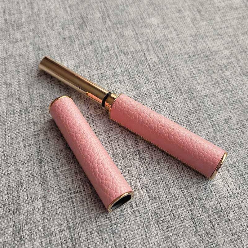 ●美到爆炸~超美粉色馬鞍型可直灌皮質感7mm高質感DIY細長型口紅管空盒金屬管●手工自製空管/唇膏 護唇膏口紅殼 口紅管-細節圖4