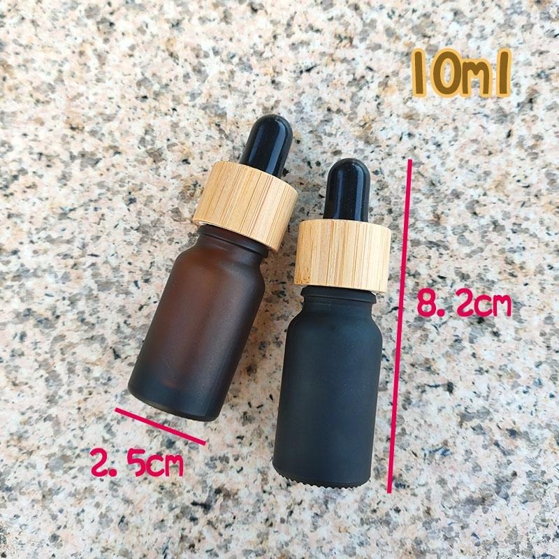 ●超美!!10ml木紋滴管頭茶色黑色玻璃滴管瓶●咖啡色 啞光瓶身~玻璃材質~精華液/保養品~出國旅遊分裝空瓶 竹木滴頭-細節圖5
