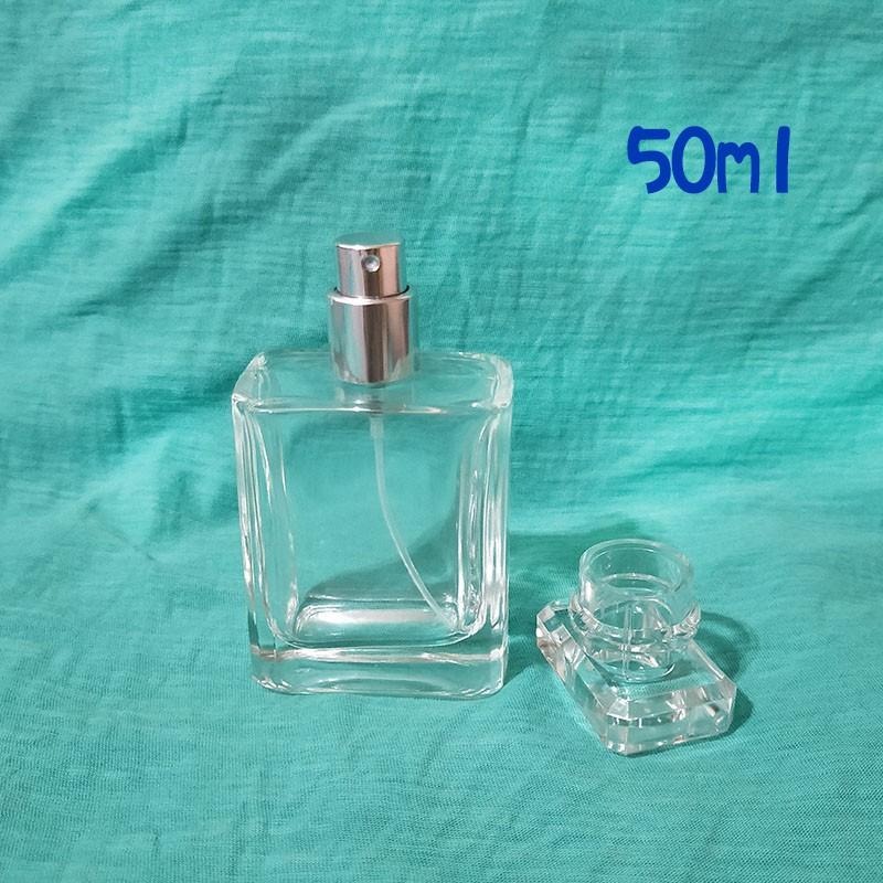 ●大容量!!方形玻璃噴霧50ml透明香水空瓶●玻璃瓶 細緻噴頭 分裝瓶 香水瓶~香氛液體分裝空罐/小香 香水專用噴瓶-細節圖4