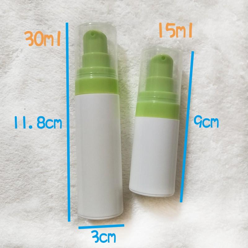 ●現貨!!15ml/30ml綠色泵頭真空按壓瓶~白色瓶身不透光乳液瓶/精華液/保養品/旅行收納按壓式乳液 真空瓶 分裝瓶-細節圖5