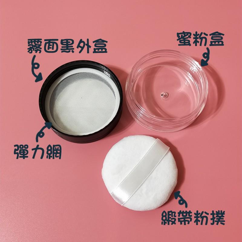 ●熱銷!!可水洗網子😀高級霧面帶鏡黑色蜜粉散粉盒20g●蜜粉盒 附棉質粉撲 彈力網 現貨 分裝盒 空盒 可水洗彈性網-細節圖3