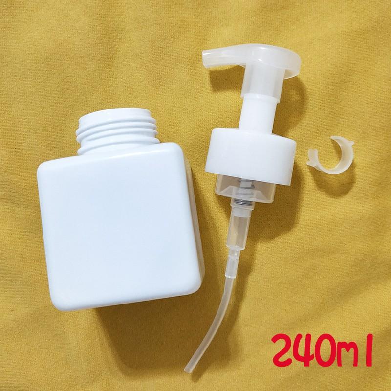 ●現貨!!240ml白色方形瓶身打泡瓶 慕斯瓶 不透光設計空瓶●臉部清潔 起泡瓶/塑料瓶/清潔起泡/泡泡瓶 分裝 壓瓶-細節圖4