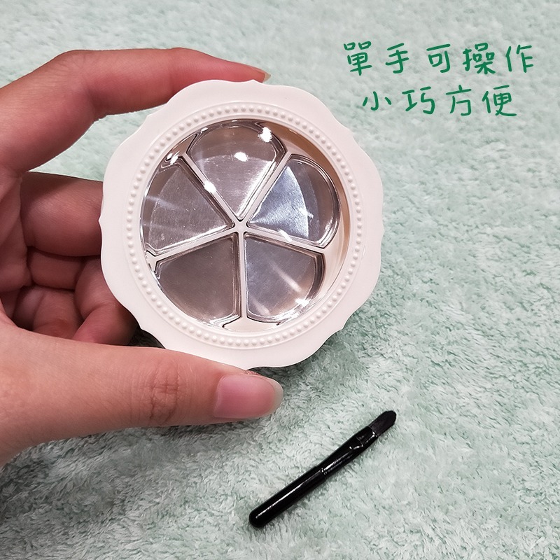 ●超可愛現貨!!白色花瓣五格雙層口紅盒~附鋁格唇刷~~高質感帶鏡口紅攜帶分裝空盒●填裝小物/多色攜帶/收納/唇膏-細節圖7