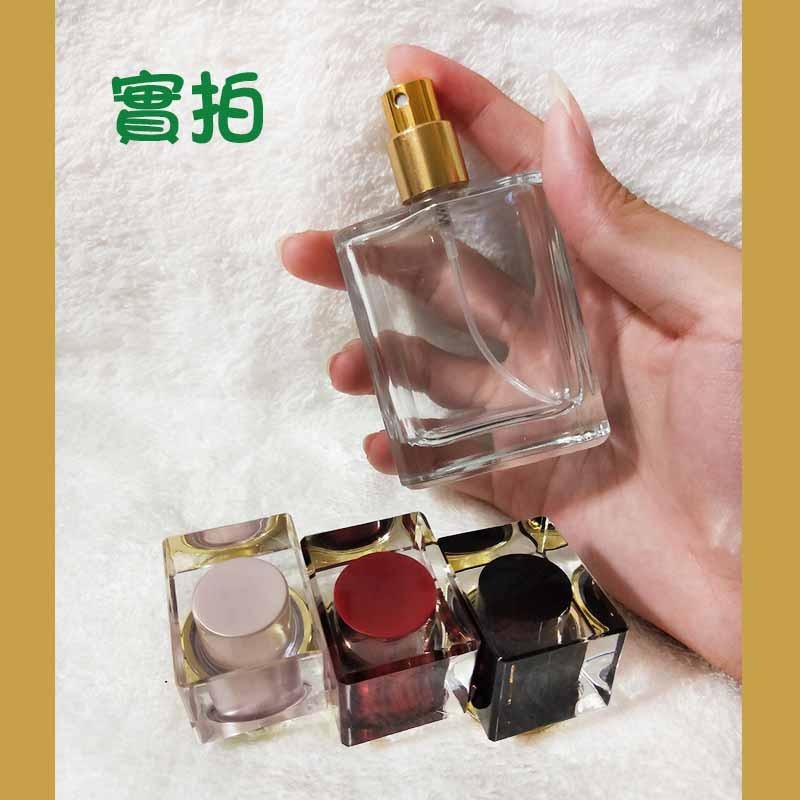●漂亮香水瓶!!方形玻璃噴霧50ml透明香水空瓶●玻璃瓶 細緻噴頭 塑膠蓋~香氛液體分裝空罐/小香 香水專用噴瓶-細節圖5