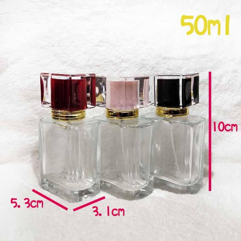 ●漂亮香水瓶!!方形玻璃噴霧50ml透明香水空瓶●玻璃瓶 細緻噴頭 塑膠蓋~香氛液體分裝空罐/小香 香水專用噴瓶-細節圖6