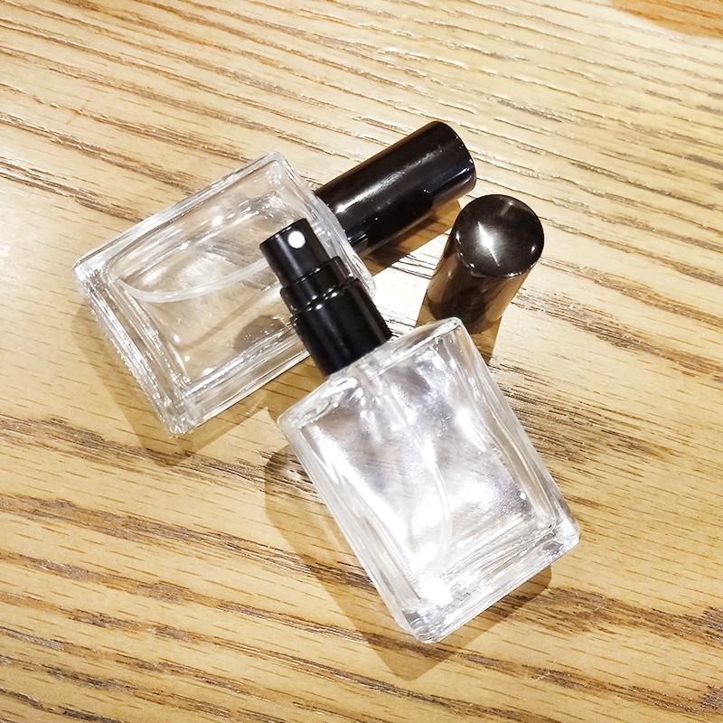●黑蓋方形玻璃噴霧15ml透明香水空瓶●細緻噴頭 四方形 玻璃瓶 香水瓶 香氛液體分裝空罐/小香 香水專用噴瓶-細節圖4