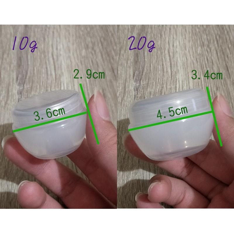 ●出遊必備!!10g/20g半透明圓肩塑膠空瓶●乳霜眼霜分裝塑料瓶罐/分裝罐/分裝瓶/收納 實拍 膏霜罐 膏瓶 蘑菇瓶-細節圖4