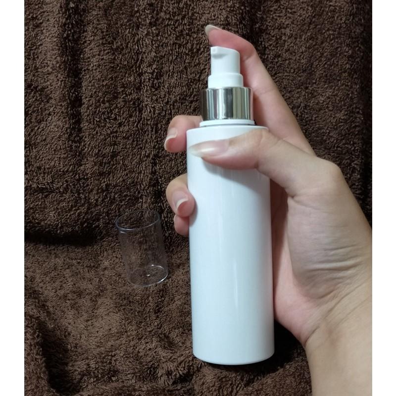 ●美呆🎉超高級E款平肩按壓空瓶150ml~白色塑膠空瓶含蓋子!!分裝收納 乳液/卸妝乳 壓瓶 氧化鋁壓頭 按壓瓶-細節圖3
