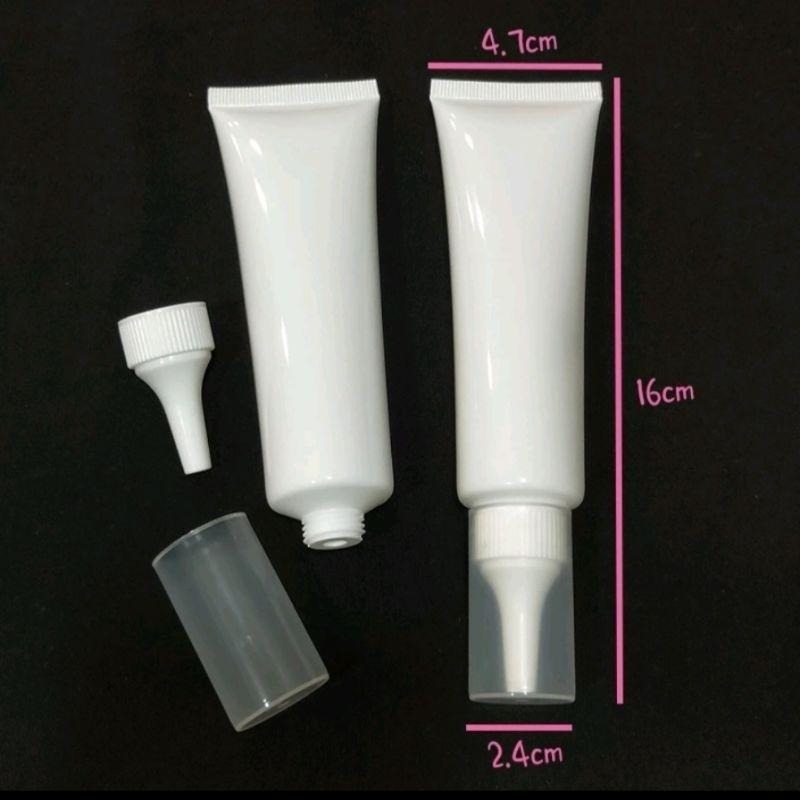 ●超美!!50g高級亮面白色軟管擠壓空瓶●獨家可開關自鎖蓋 尖嘴蓋 分裝軟管 分裝瓶 分裝管 軟管 附蓋子-細節圖8