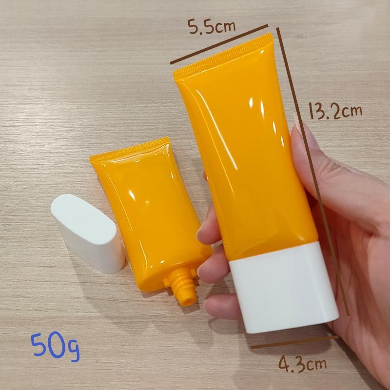 ●新品!50g亮面黃色扁形軟管空瓶●旋蓋設計 軟管瓶/洗面乳/洗髮精/沐浴乳/分裝瓶罐/分裝 白色旋蓋 分裝瓶 軟管-細節圖6