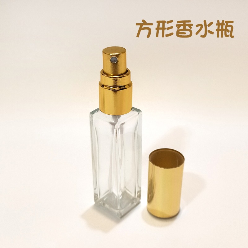 ●超美!金色蓋加厚瓶身香水分裝方形玻璃噴霧10ml空瓶●玻璃瓶身附蓋子~香水香氛小瓶裝分裝用空罐 便攜式 攜帶方便噴瓶-細節圖3