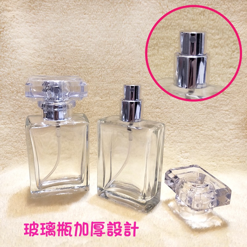●方形玻璃噴霧30ml透明香水空瓶●細緻噴頭 四方形 玻璃瓶附蓋子~香水香氛液體 分裝空罐/小香 香水專用噴瓶-細節圖3
