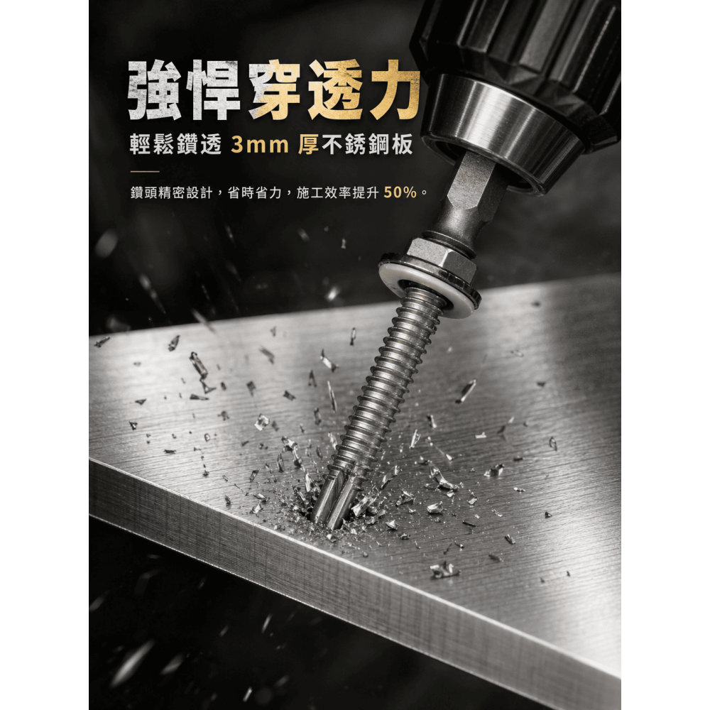 屋頂螺絲 更好鑽更潤滑 防鏽效果佳白鐵410 鑽尾螺絲(自鑽螺絲/浪板螺絲) 六角頭 路鏽寶附墊片-細節圖2