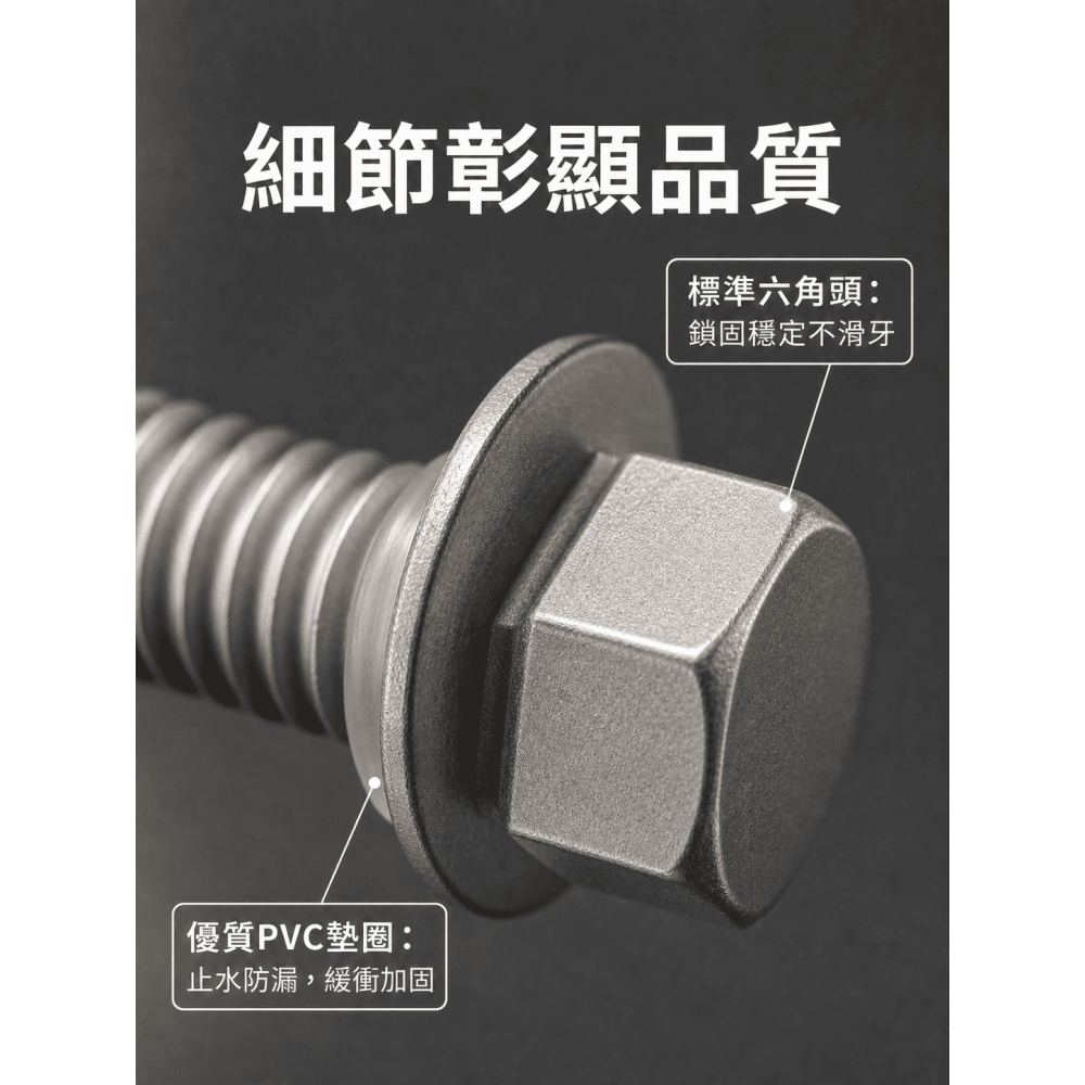 £輕鬆攻厚鐵板 攻H鋼工字樑槽型鐵 自攻螺絲 5號尾 螺絲 超強力六角自攻可鑽12mm厚板 路銹寶防鏽(200支/包)-細節圖6