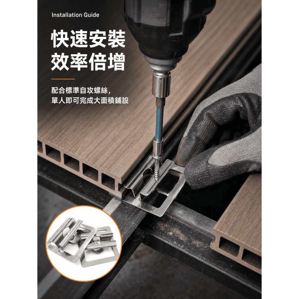 £優惠活動中 塑木扣件 台灣製造 304白鐵不銹鋼塑木地板專用扣件(木棧道) 塑木扣件-細節圖4