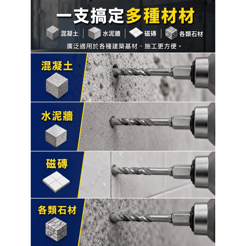 （衝評價限量優惠）一分鑽頭 拋光石英磚 最強水泥鑽頭 水泥螺絲用鑽頭 一分水泥鑽尾六角軸(可鑽2公分龐貝石莫氏硬度9)-細節圖7