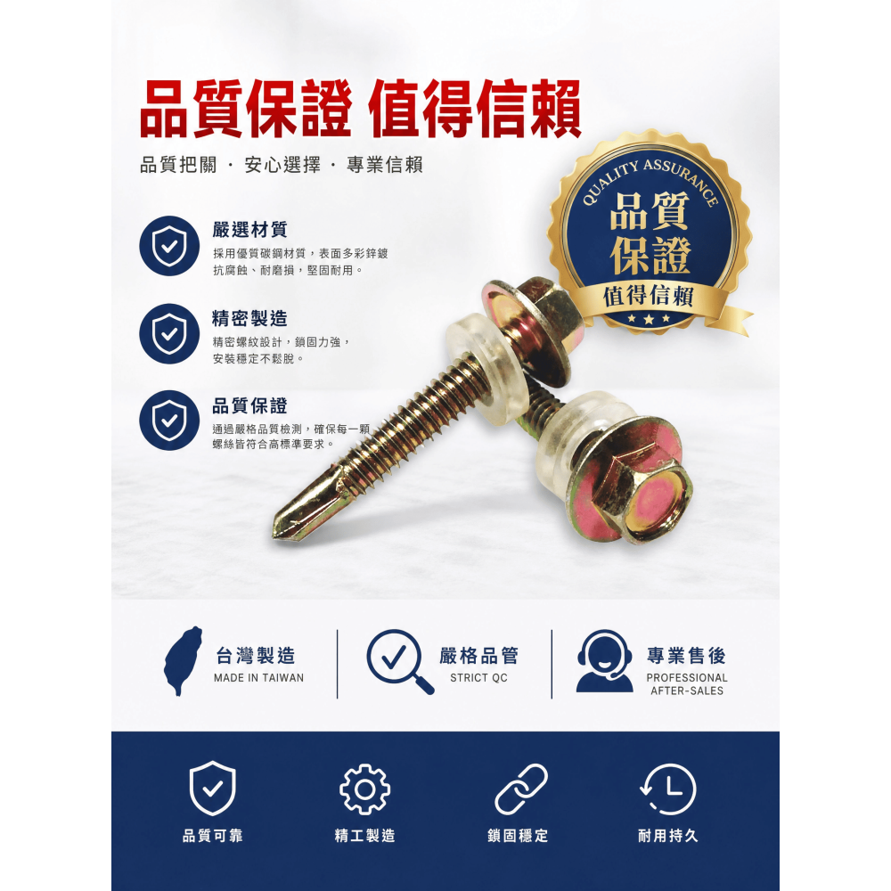 (每包200支)台灣原料 台灣製造 12#自攻螺絲 五彩六角浪板自攻釘 六角自攻鑽尾 屋頂螺絲 黑鐵 浪板螺絲-細節圖9