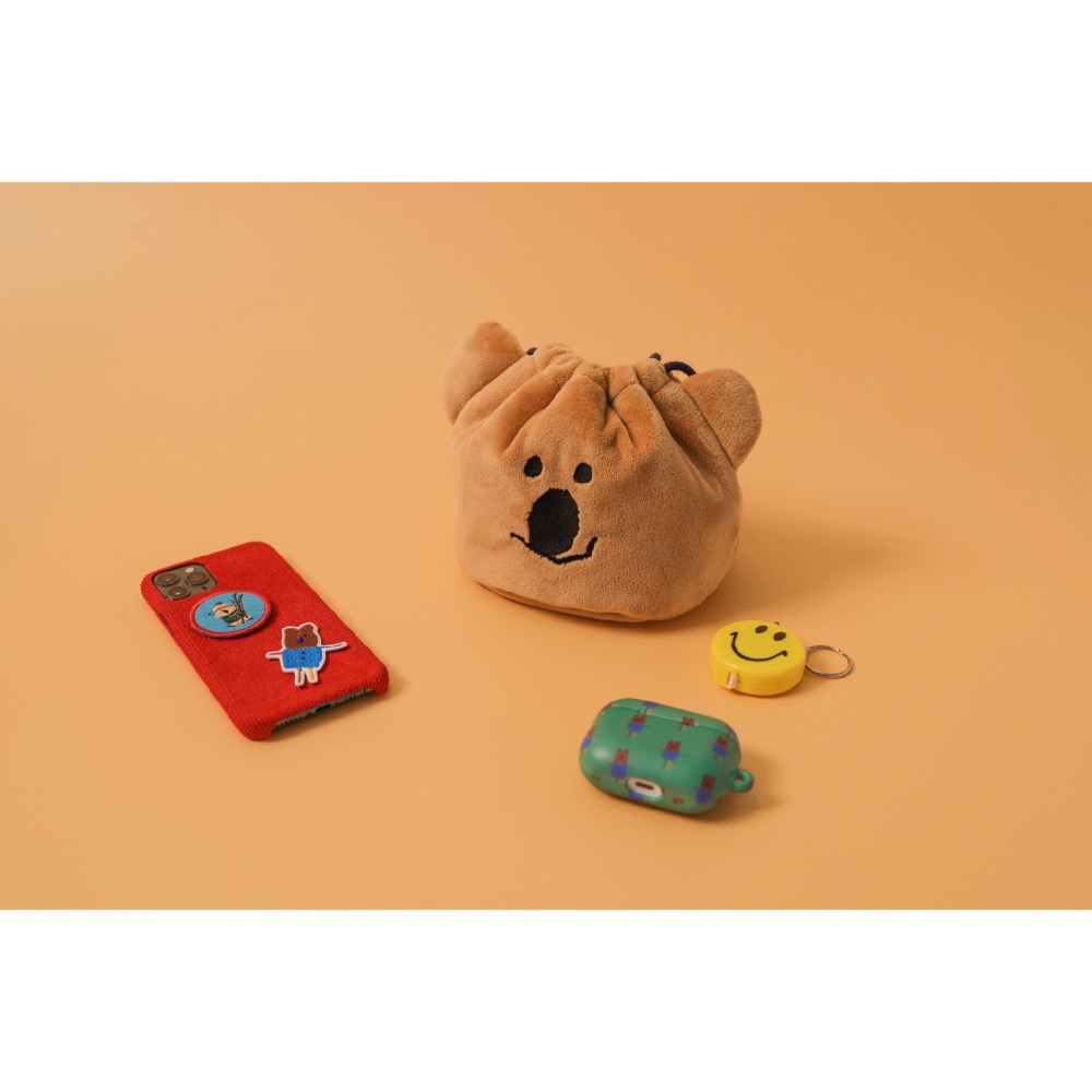 全新韓國現貨！DINOTAENG 短尾袋鼠 小束口袋 Quokka Pouch 毛絨絨 化妝包 袋子 束口袋-細節圖2