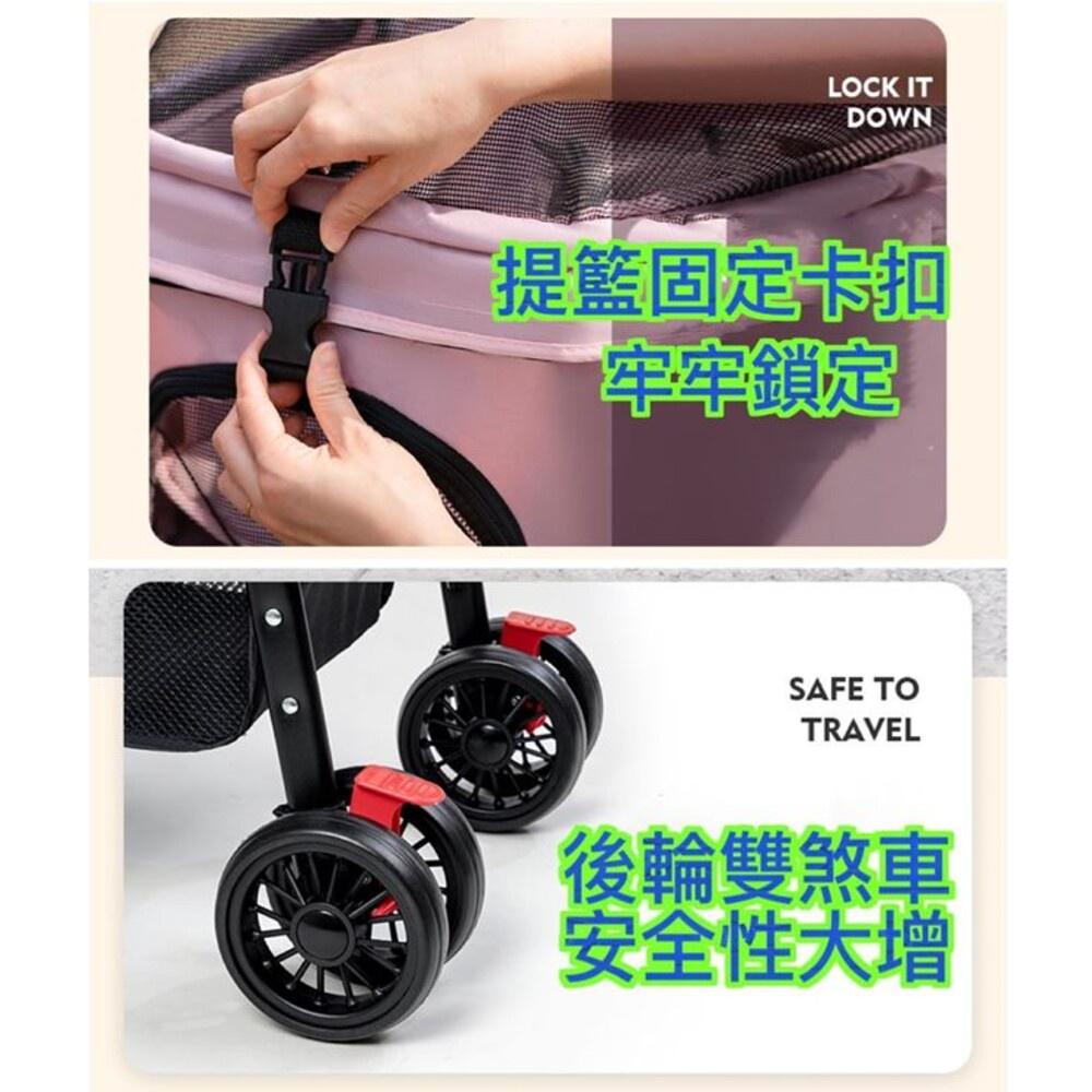 ⭐台灣現貨免運⭐送寵物墊 寵物推車 狗狗推車 帶餐盤 一鍵收摺 可拆卸兩用 貓推車 四輪推車 分離式寵物  寵物外出車-細節圖5