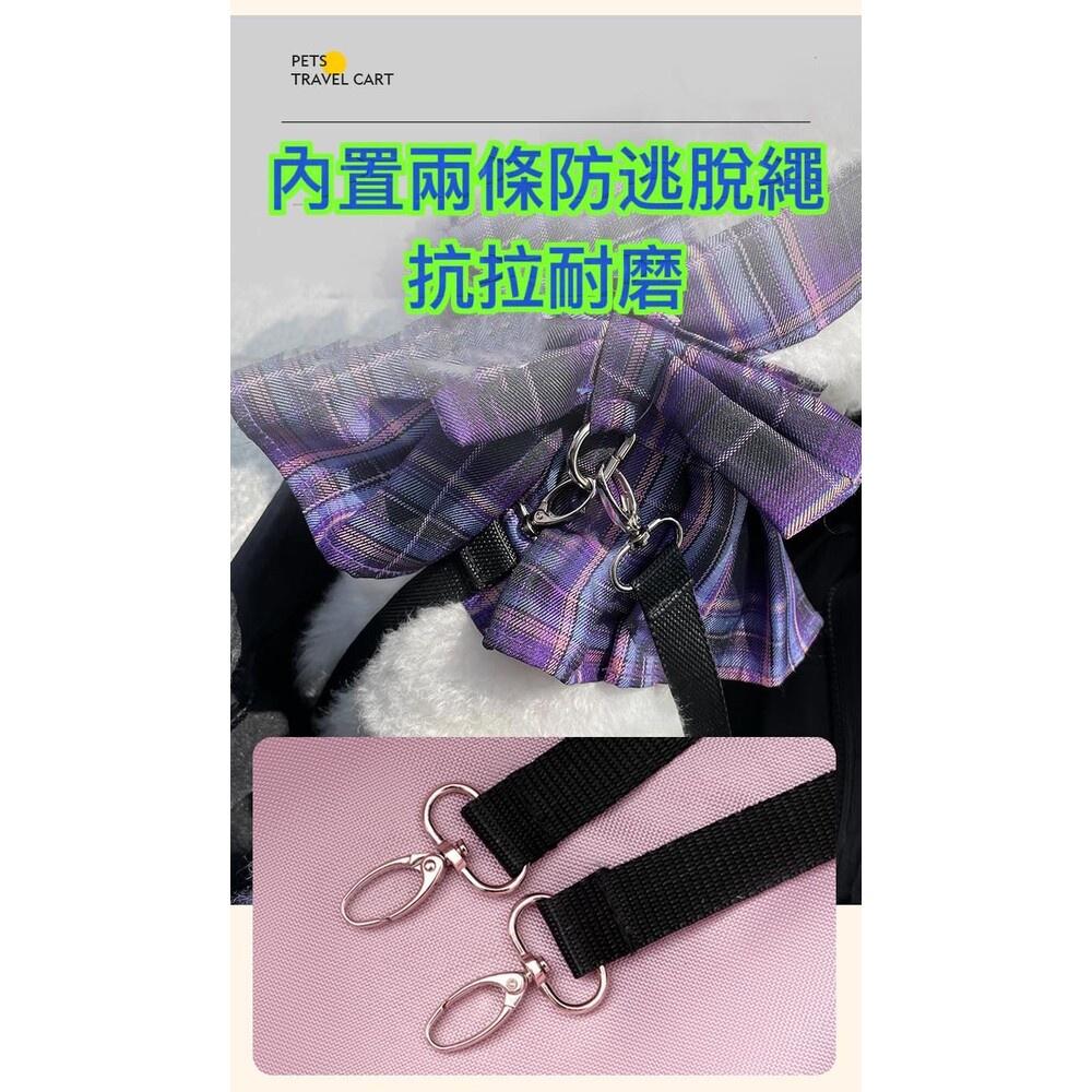 ⭐台灣現貨免運⭐送寵物墊 寵物推車 狗狗推車 帶餐盤 一鍵收摺 可拆卸兩用 貓推車 四輪推車 分離式寵物  寵物外出車-細節圖6