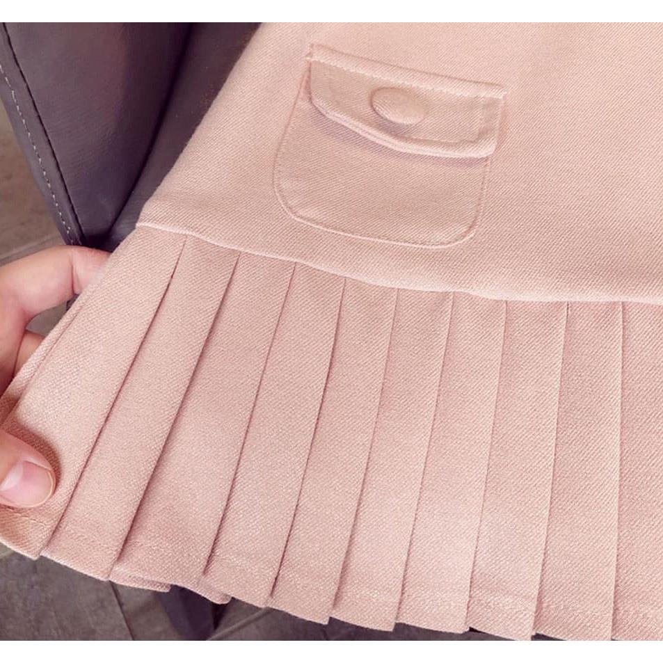 過年款 甜美翻領緹花 假2件式 小香風洋裝 森林系洋裝 泡泡袖雙口袋百褶洋裝-細節圖7