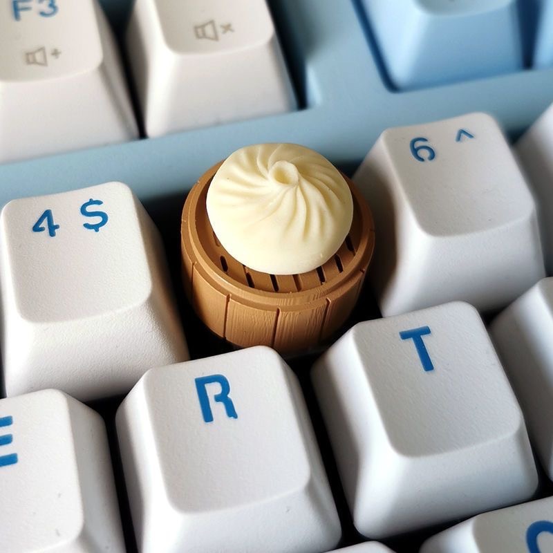 【台灣現貨】磁吸包子鍵帽 🥟 趣味蒸籠 食物造型 樹脂透光 機械鍵盤 十字軸 獨家收藏 辦公室擺飾-細節圖4