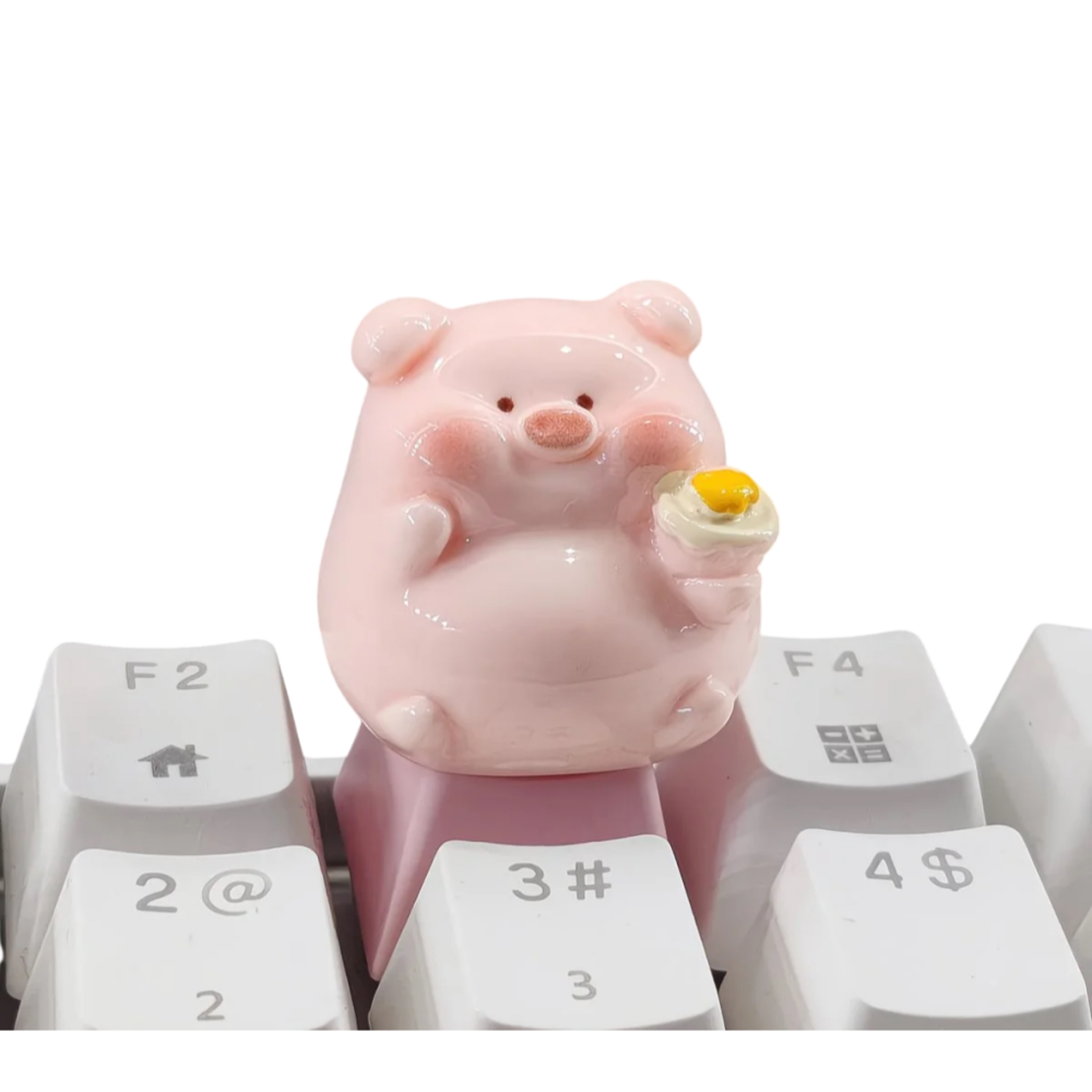 【台灣現貨】蛋撻小豬 鍵帽 立體 樹脂鍵帽 可愛 豬豬 鍵盤 機械鍵盤 十字軸 鍵盤配件 ESC 裝飾-細節圖2