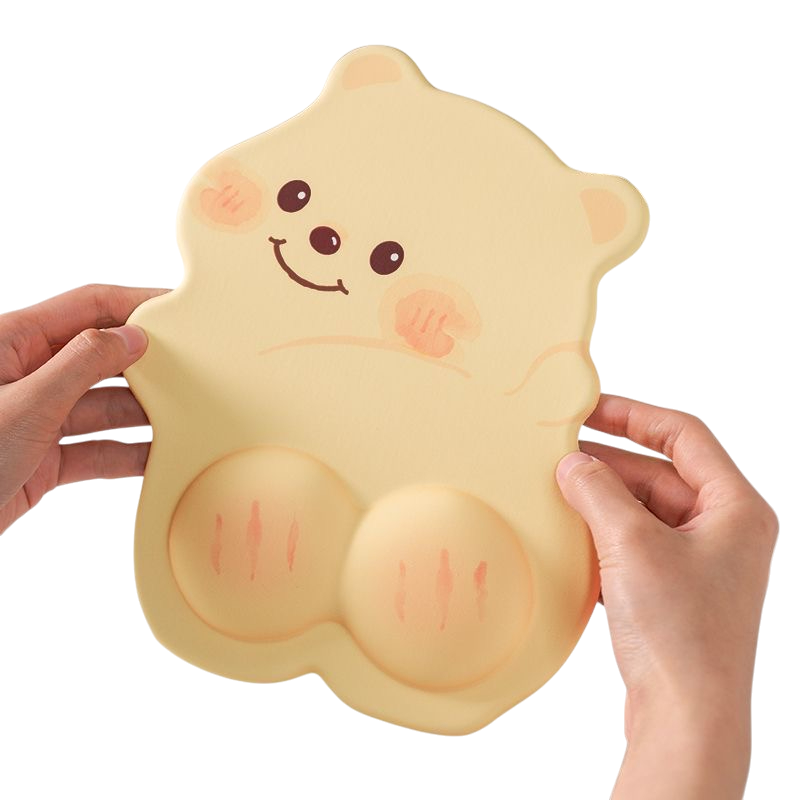 DESK FUN 嚴選｜翹屁黃油小熊 🐻 護腕滑鼠墊 升級加厚款 🐻 記憶棉手托 辦公室高顏值桌搭-細節圖3