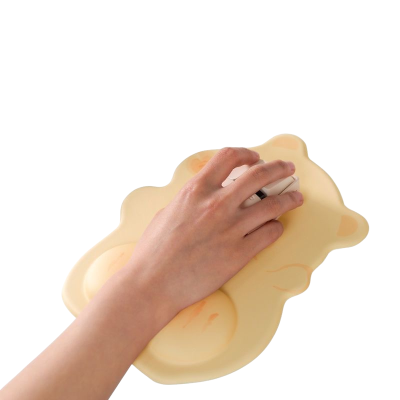 DESK FUN 嚴選｜翹屁黃油小熊 🐻 護腕滑鼠墊 升級加厚款 🐻 記憶棉手托 辦公室高顏值桌搭-細節圖4