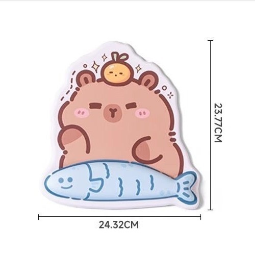 DESK FUN 嚴選｜水豚造型 護腕滑鼠墊 💧 加厚記憶棉手托 辦公室療癒紓壓 防滑桌搭-細節圖3