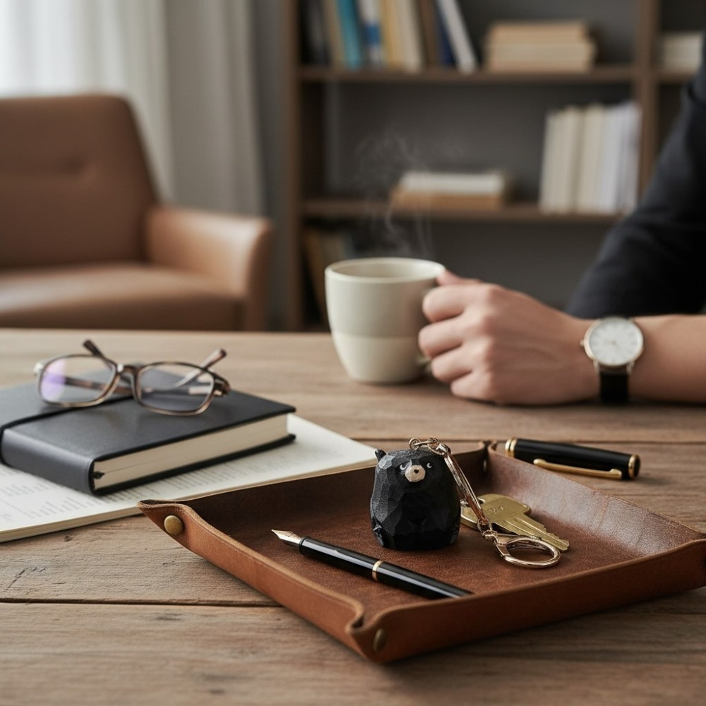 🐻【手工木雕小熊】可愛療癒系鑰匙扣 辦公室治癒系小熊掛件 汽車鑰匙圈 書包吊飾 療癒小物 禮物-細節圖4