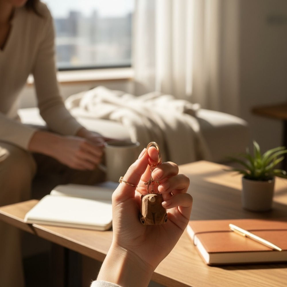 🐻【手工木雕小熊】可愛療癒系鑰匙扣 辦公室治癒系小熊掛件 汽車鑰匙圈 書包吊飾 療癒小物 禮物-細節圖5